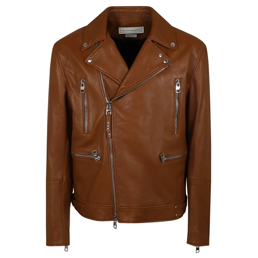 Alexander McQueen Lederjacken Leather Biker Jacket Brown