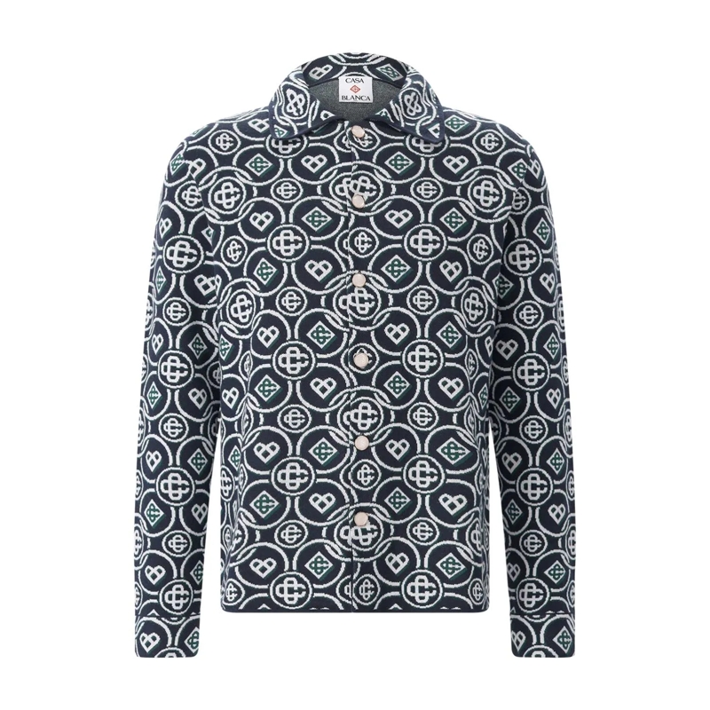 Casablanca Hemd Strickhemd aus Baumwolle blau