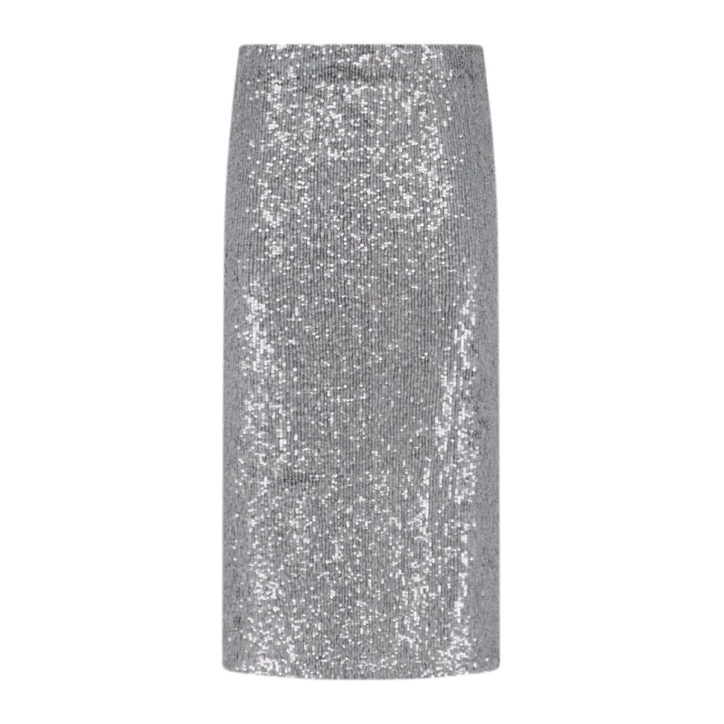 P.A.R.O.S.H. Minijupe Straight Silhouette Grey Skirt Grey