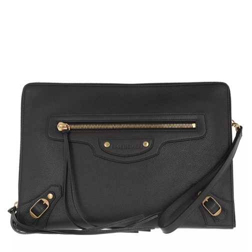 Balenciaga Classic Clutch Grained Leather Black Handväska med väskrem
