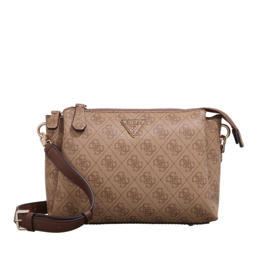 Guess Noelle Tri Compartment Xbody Latte Logo/Brown Crossbody Bag