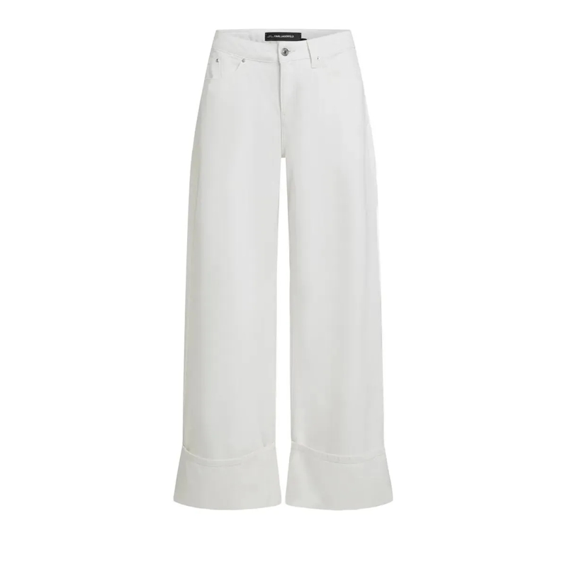 Karl Lagerfeld Jeans mit geradem Bein Jeans mit weitem Bein und Aufschlägen Jeans weiss