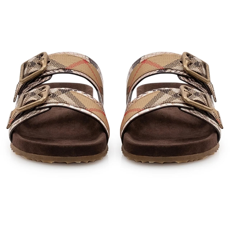 Burberry Slides Sandali Urchin con Doppia Fibbie e Stampa braun(Image 2)