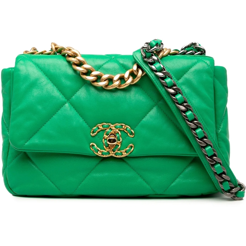 Chanel Schultertasche Medium Lambskin 19 Flap grün