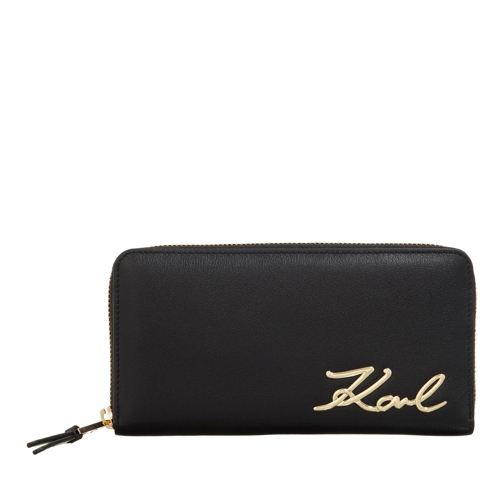 Karl Lagerfeld Portemonnaie mit Zip-Around-Reißverschluss K/Signature 2.0 Zip Black/Gold