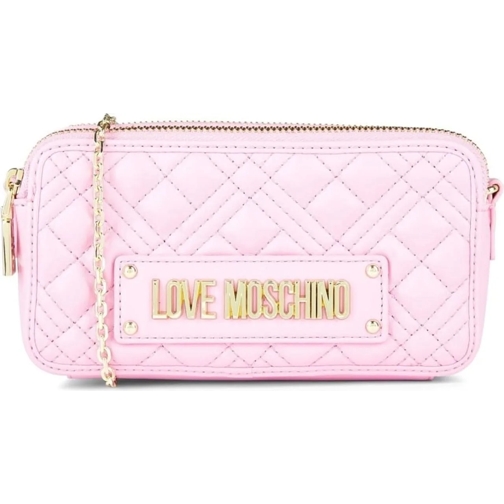 Moschino Fourre-tout Super Quilted Logo Crossbody Bag rose