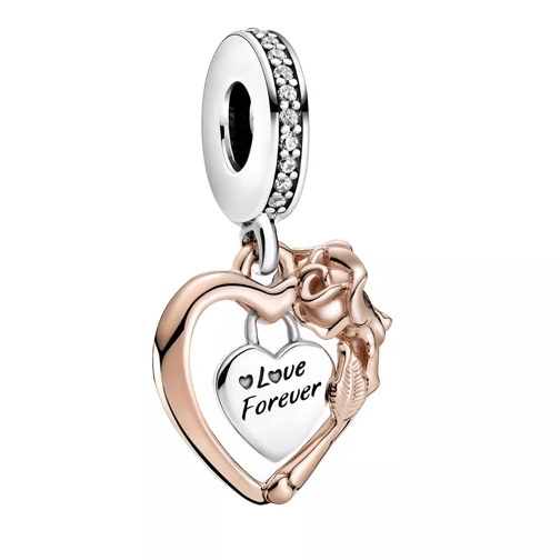 Pandora Herz & Rose Charm-Anhänger Sterling silver and 14k rose gold-plated Ciondolo
