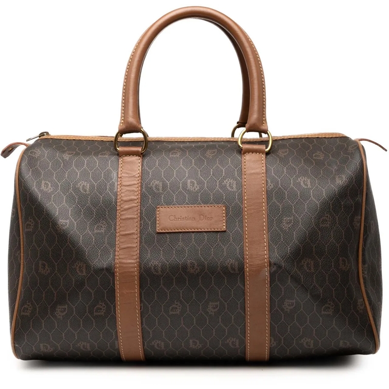 Christian Dior Tote Honeycomb Coated Canvas Boston Bag schwarz