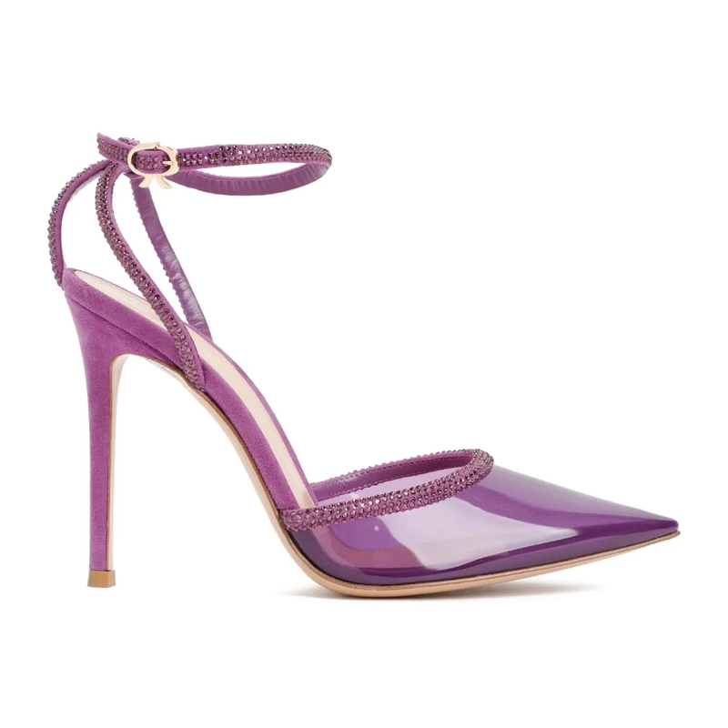 Gianvito Rossi Sandalen Freesia Suede And Plexiglass Sandals Purple