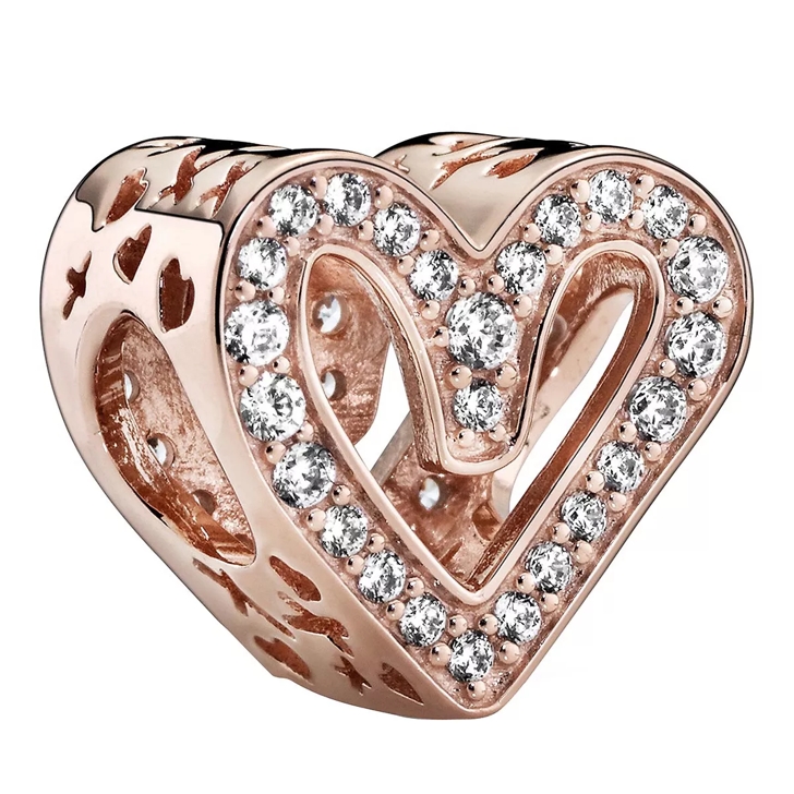 Pandora Funkelndes Freihand Herz Charm 14k Rose gold plated unique