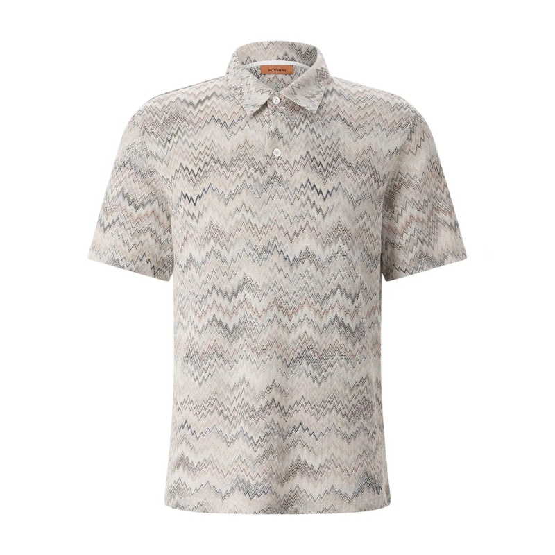 Missoni Polohemd Poloshirt mit Muster beige