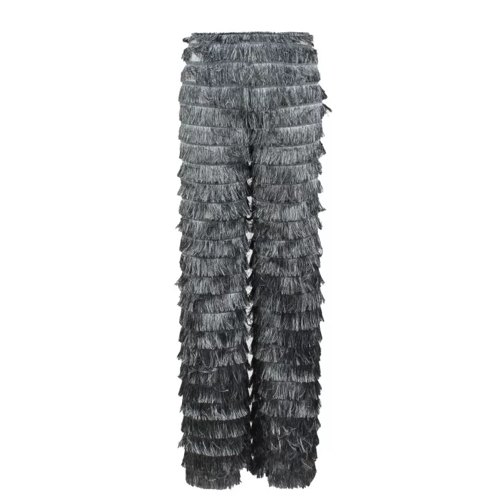 Alberta Ferretti Fringes Fil Coupé Trousers Grey 