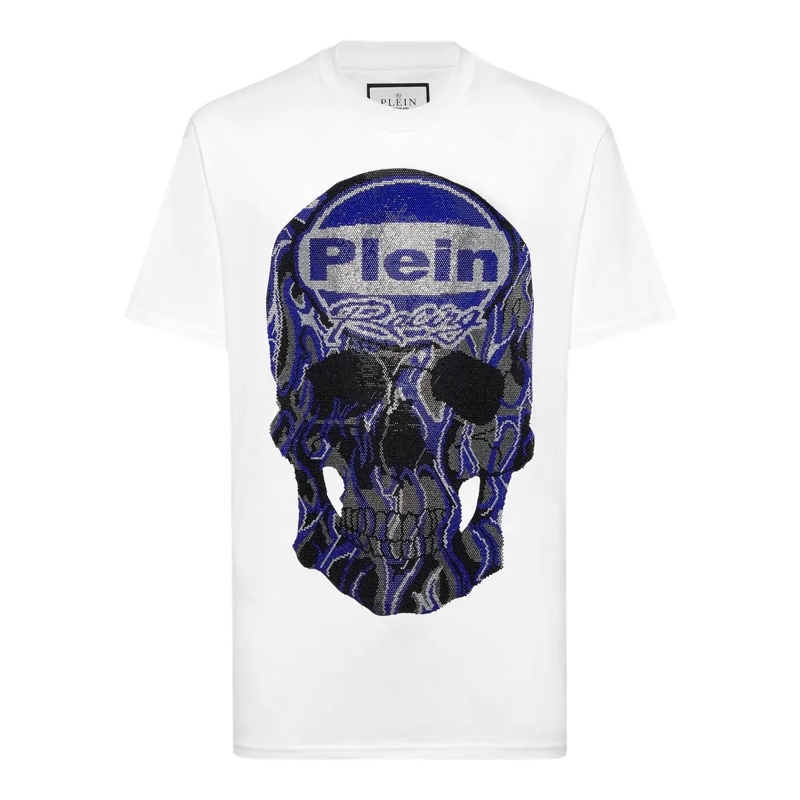 Philipp Plein T-Shirt T-Shirt Skull Mit Schmucksteinen weiss
