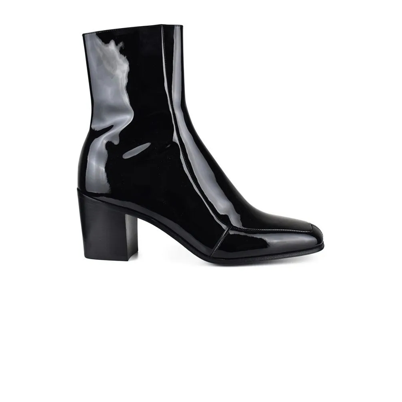 Saint Laurent Stiefel Black Patent Leather Ankle Boots Black