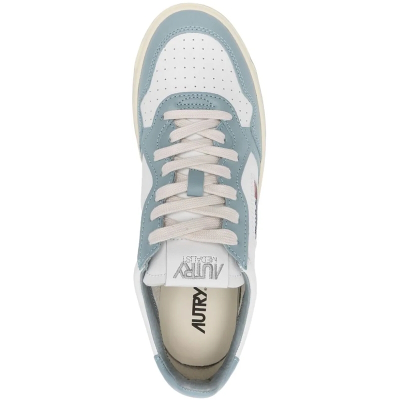 Autry International Low-Top-Sneaker basket medalist en cuir blanc bleu blau