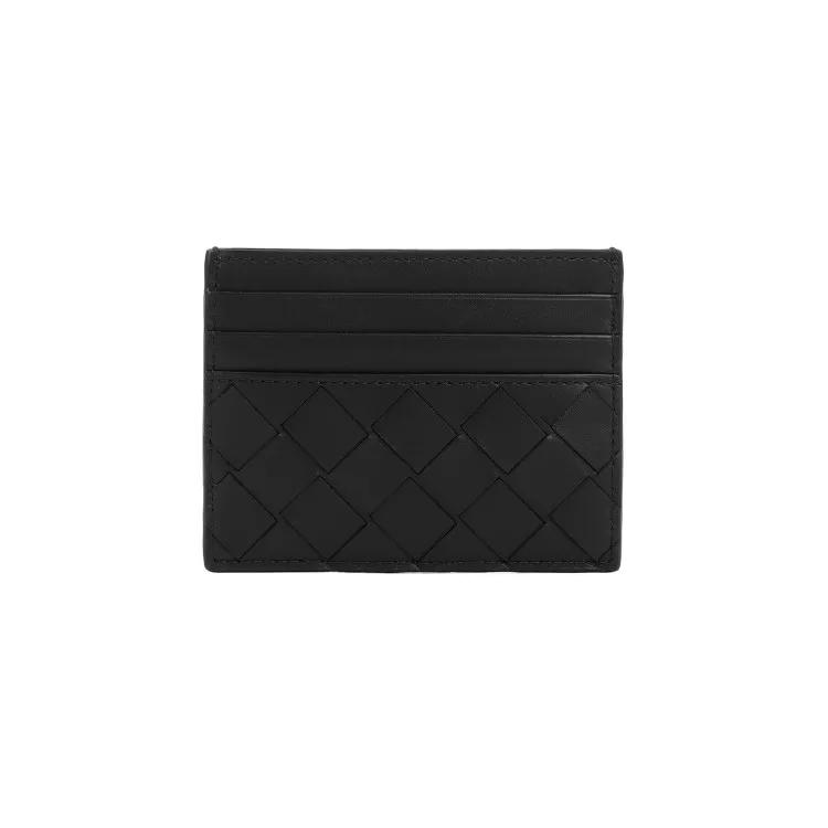 Bottega Veneta Portemonnaies - Intrecciato Black And Silver Calf Leather Credit C - Gr. unisize - in Schwarz - für Damen