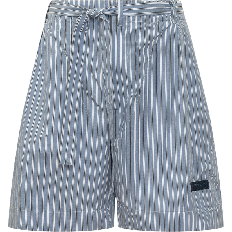 Givenchy Shorts Bermuda a Righe con Cintura da Annodare hellblau