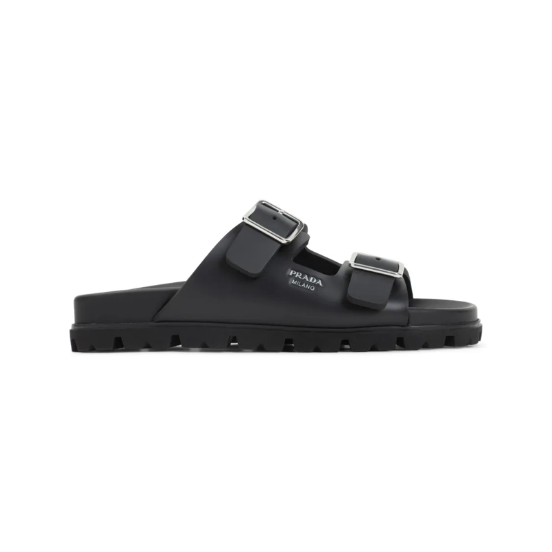 Prada Sandalen Adjustable Black Sandals With Contoured Footbe Black