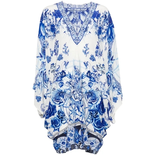 Camilla Immortal Ink Mini Kaftan White/Blue Blue Mini Jurken