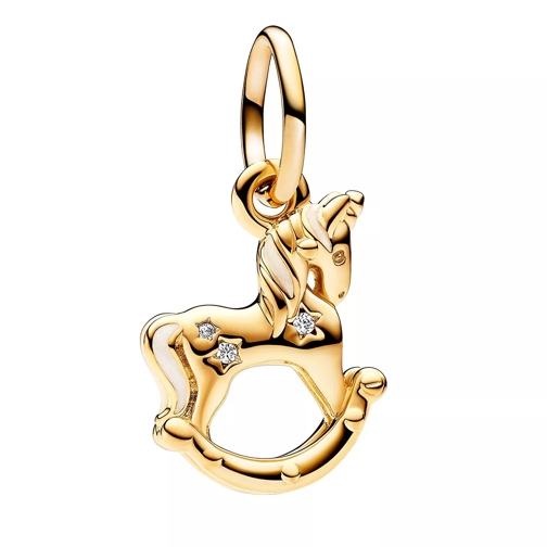 Pandora Rocking unicorn 14k gold-plated dangle withcubic z White Ciondolo