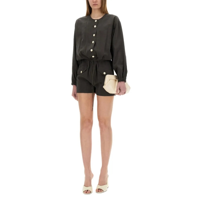 Alysi Jumpsuit Short Silk Canvas Jumpsuit Black (Image 2)