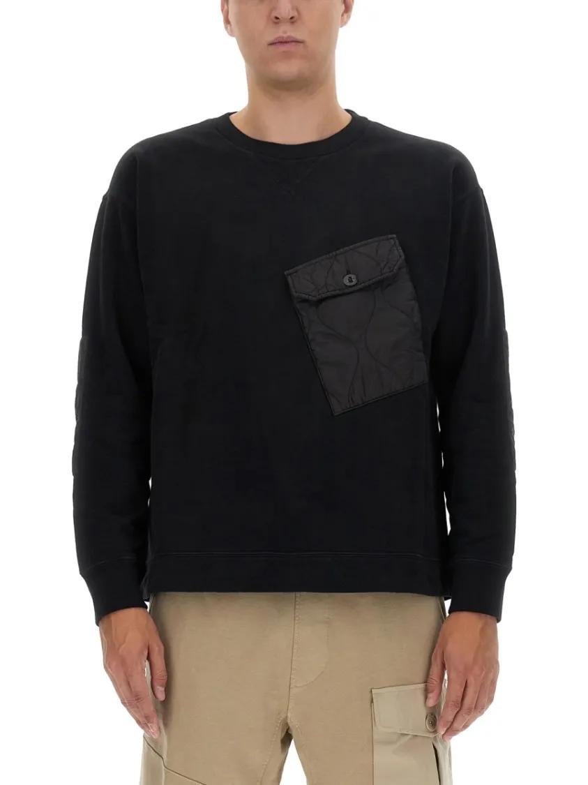 Thumbnail - Ten C - Quilted Pocket Black Sweatshirt - Größe L - schwarz