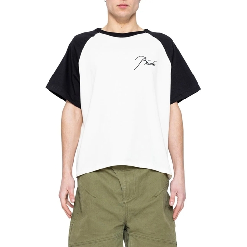 Rhude T-Shirts RAGLAN TEE CO VTG WHITE/BLACK schwarz