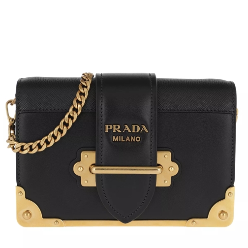 Prada Cahier Crossbody Bag Leather Nero/Gold Crossbody Bag
