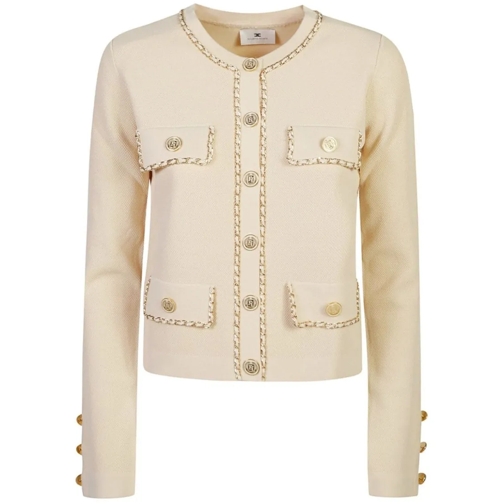 Elisabetta Franchi Trui Beige Stretch Design Sweater Neutrals