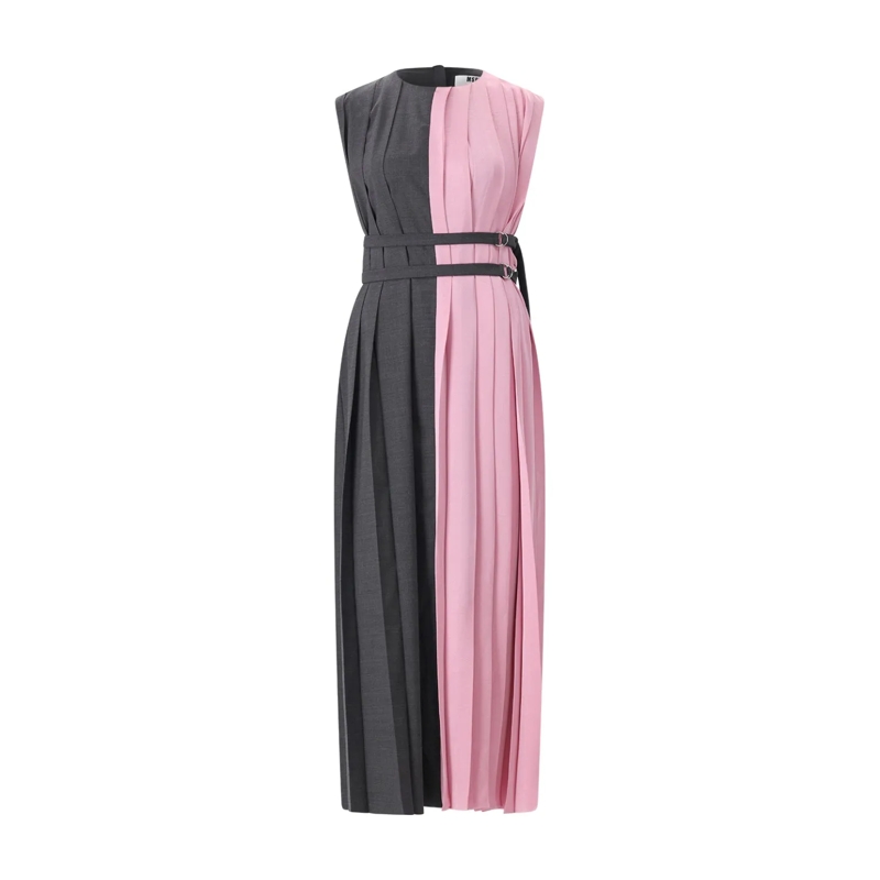 MSGM Maxikleid Maxikleid Abito aus Woll-Mix pink