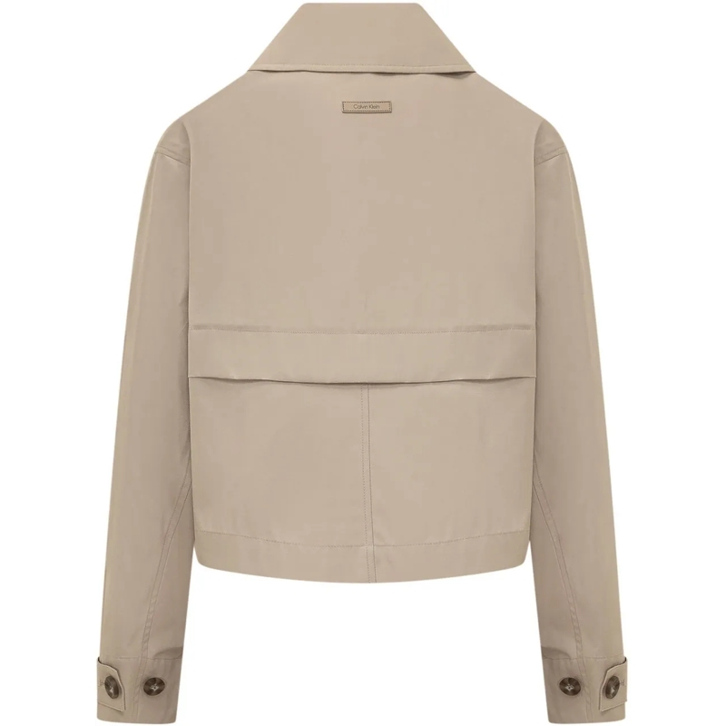 Calvin Klein Trenchcoat Giacca Corta Doppiopetto con Revers beige(Image 2)