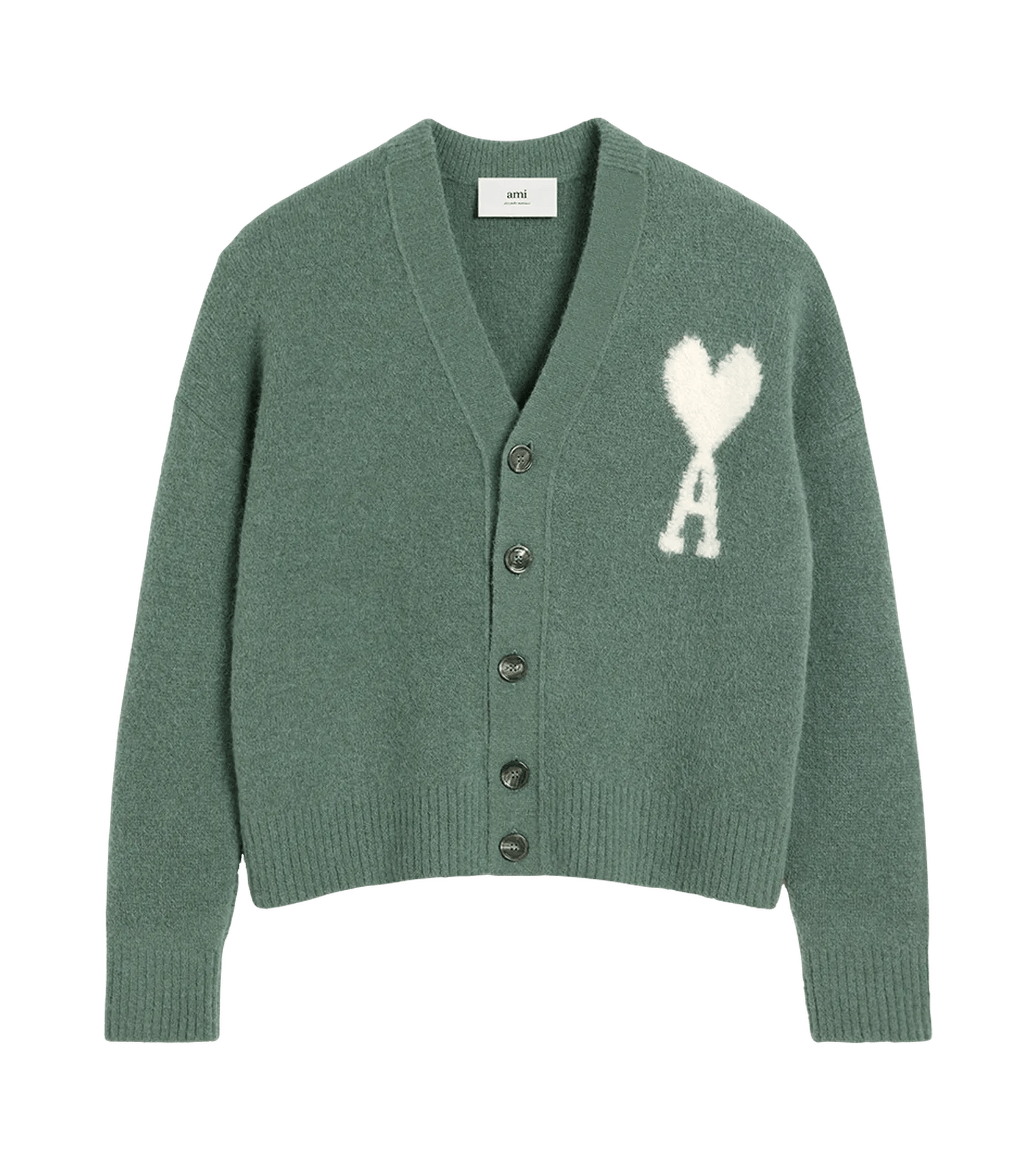 AMI Paris - Cardigan aus Alpakamischung mit Logo - Größe XS - grau