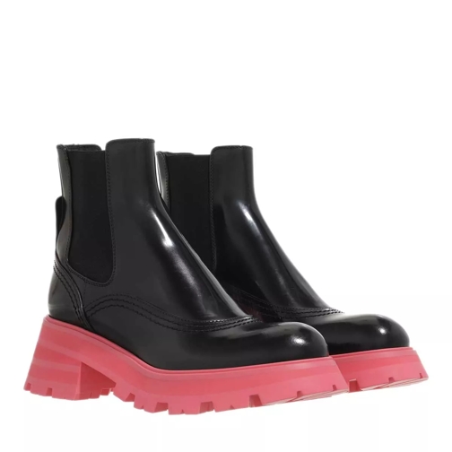Alexander McQueen Wander Chelsea Boots Leather Black/Coral Stivale Chelsea