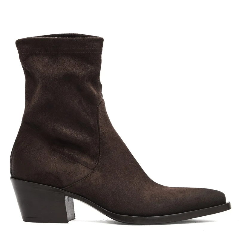 Strategia Bottes Brown Suede Ankle Boots With Pointed Toe And Mid-H Brown