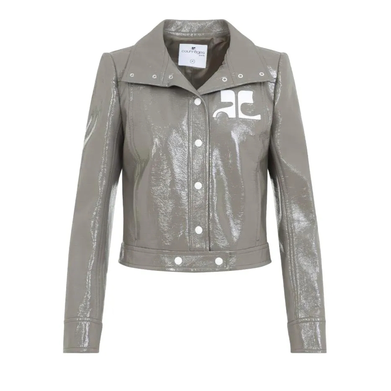 Courrèges Übergangsjacke Cropped Jacket With Pointed Collar Grey