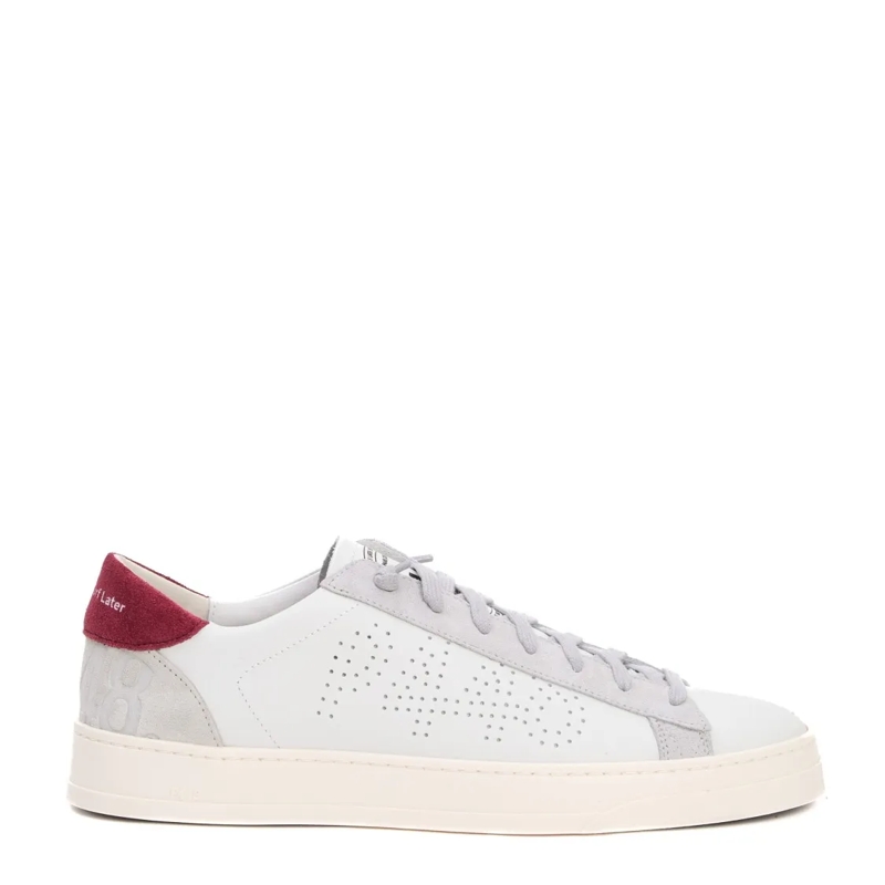 P448 Sneaker basse White Leather And Bordeaux Suede Sneakers White