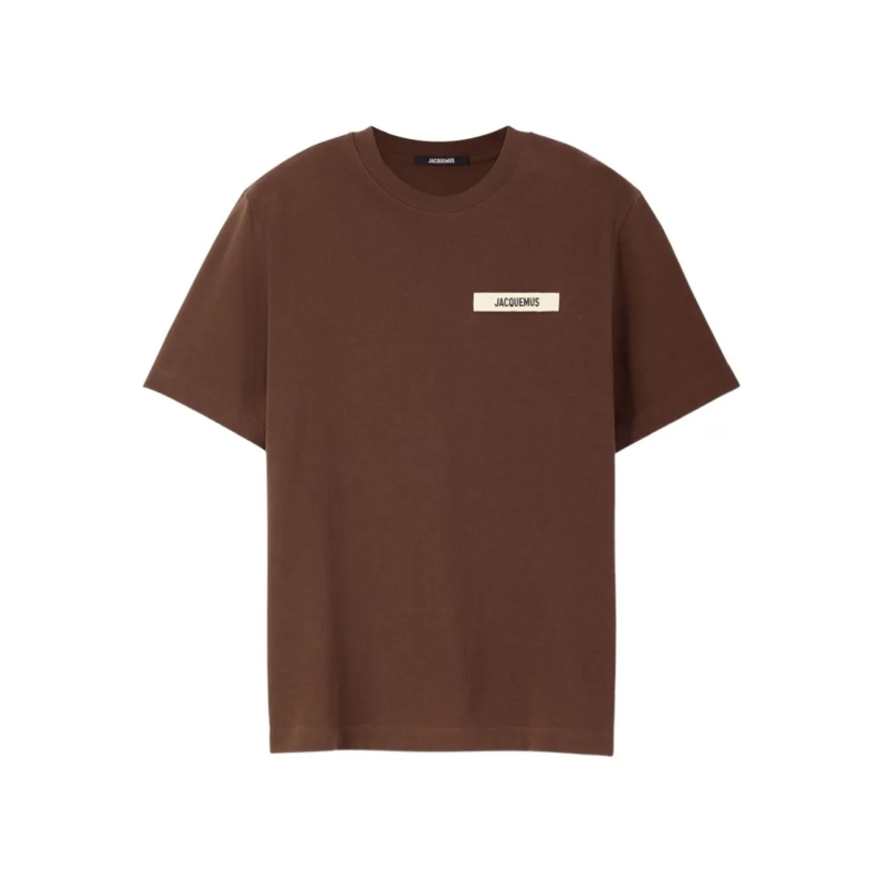 Jacquemus T-shirt Brown T-Shirt With Logo Patch And Relaxed Fit Brown