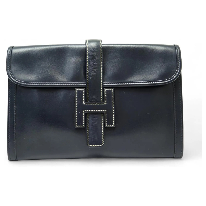 Hermès Clutch NEU VINTAGE HERMES JIGE 29 BOX LEDER NAVY BLAU CLU hellblau
