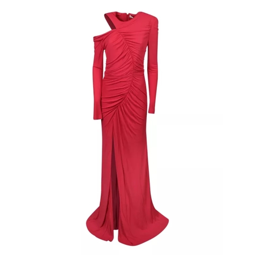 Alexander McQueen Asymmetric Long Dress Red 