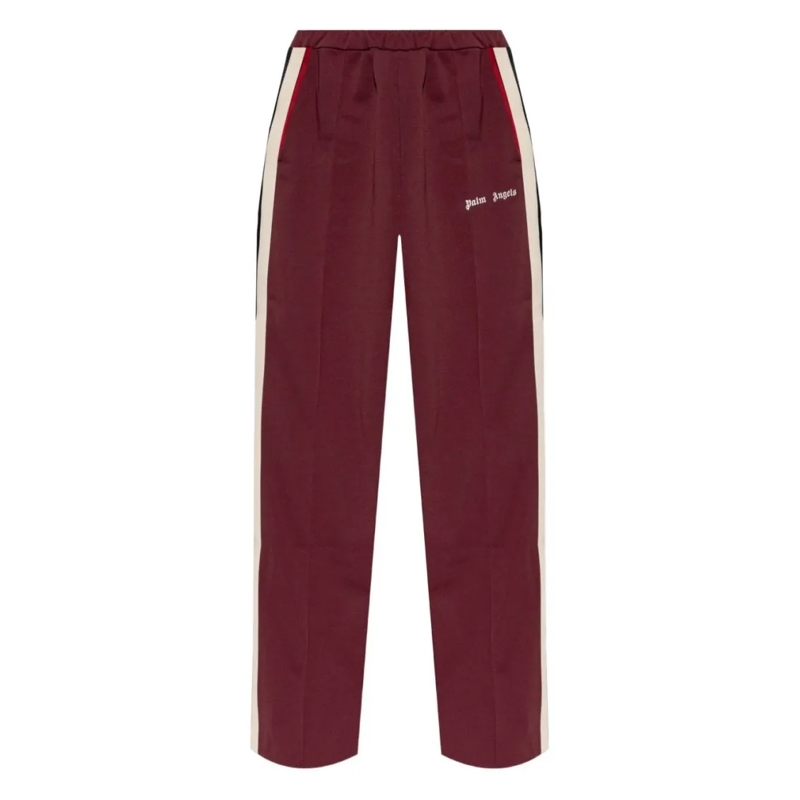 Palm Angels  High-Waisted Bordeaux Trousers Red
