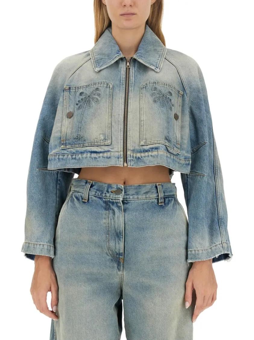 Thumbnail - Palm Angels - Cropped Fit Jacket - Größe S - blau