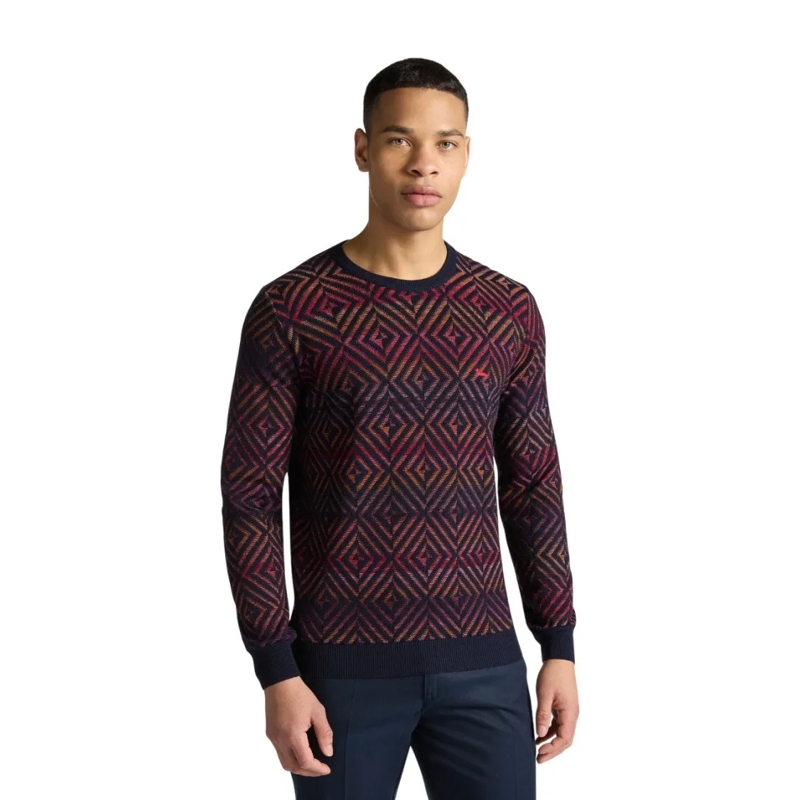 Harmont & Blaine Trui Textured Knit Sweater With Embroidered Dachshund D Multicolor