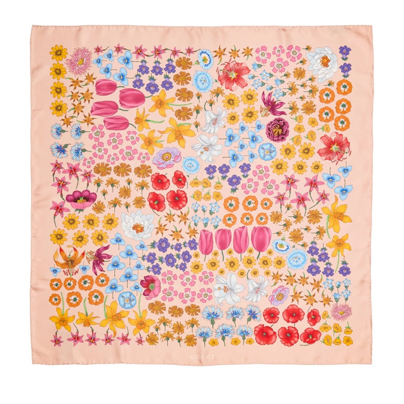 Gucci Leichter Schal Scarves New Erbarium Pink