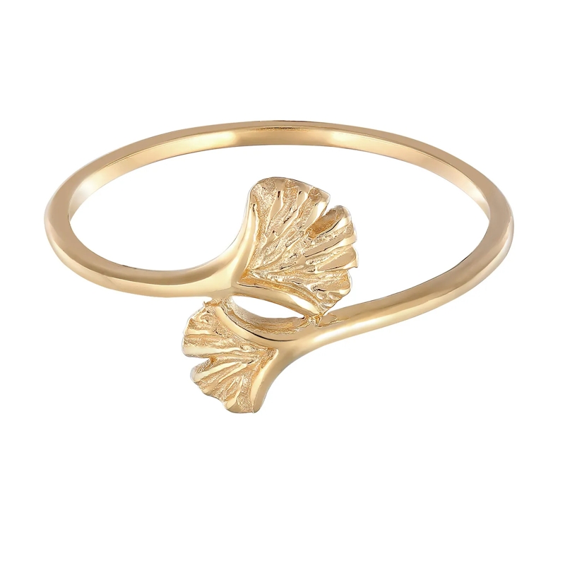 Elli Ring Ring Ladies Ginkgo Leaf Nature Open Adjustable in  Gold (Image 2)