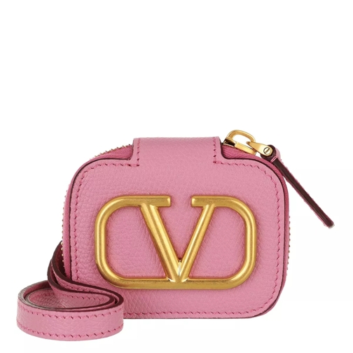 Valentino Garavani V Logo Signature Airpod Case Calf Leather Dawn Pink Kopfhörerhülle