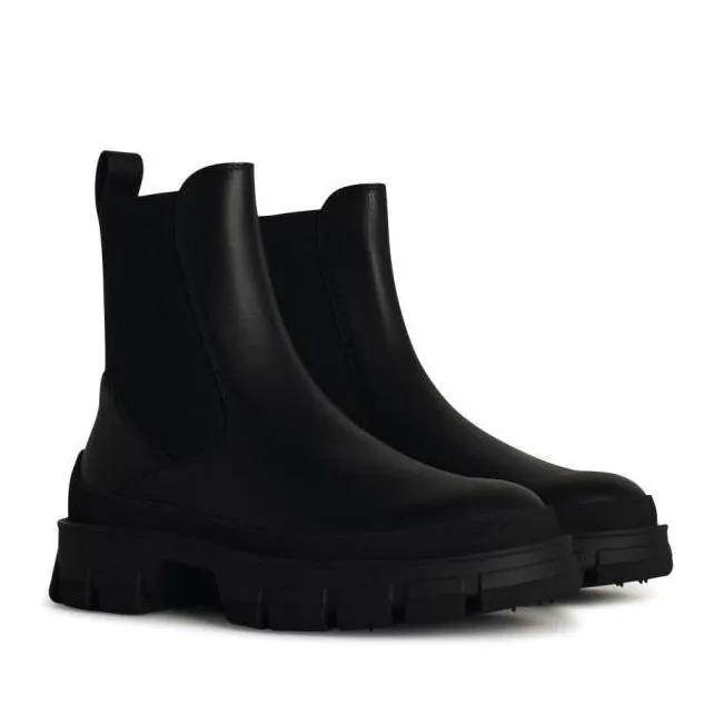 Moncler Stiefel - Hevea%27 Black Leather Loulacing - Gr. 38 (EU) - in Schwarz - für Damen