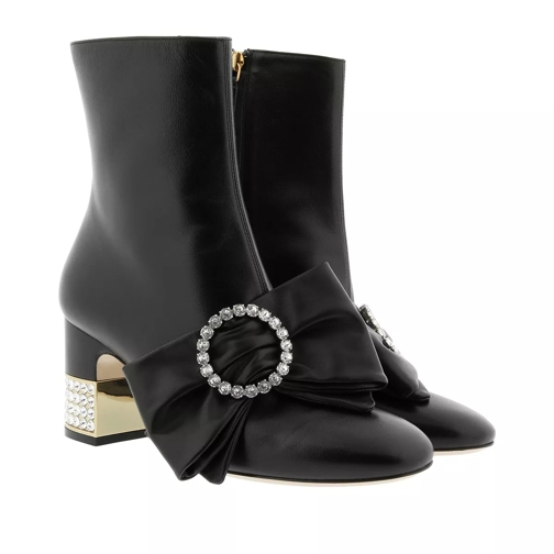 Gucci Ankle Boot With Removable Leather Bow Leather Black Stiefelette