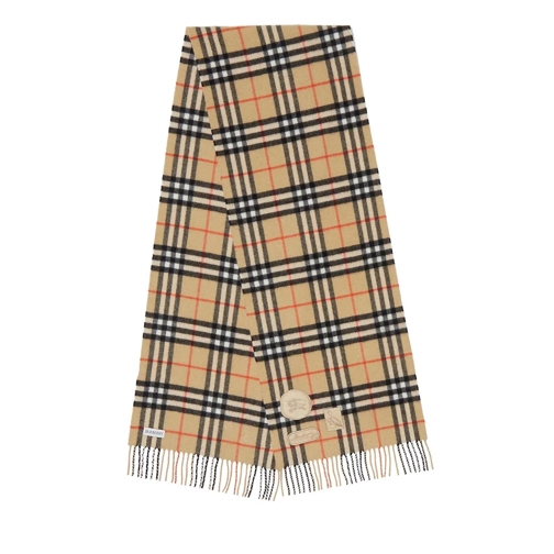 Burberry Kaschmirschal Badge Checked Fringed Scarf Beige