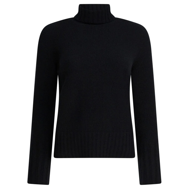 Drumohr Pull à col roulé Turtleneck Cashmere Knitwear With Ribbed Details Black