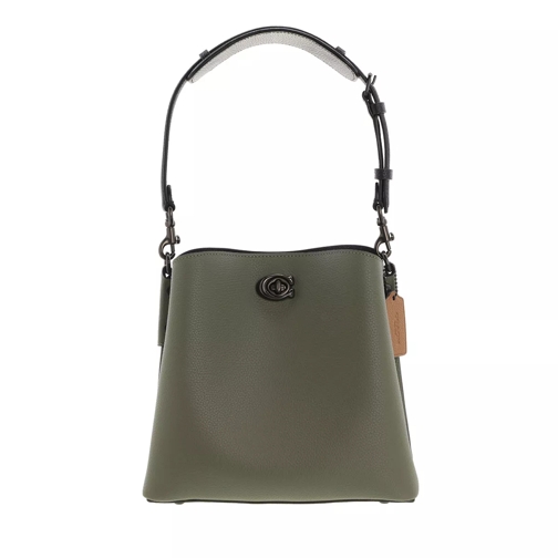 Coach Colorblock Leather Willow Bucket Army Green Multi Bucket Bag